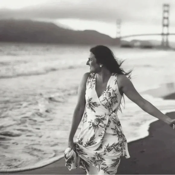 MIAMI : long floral dress maxi white green pink - Picture 9 of 10